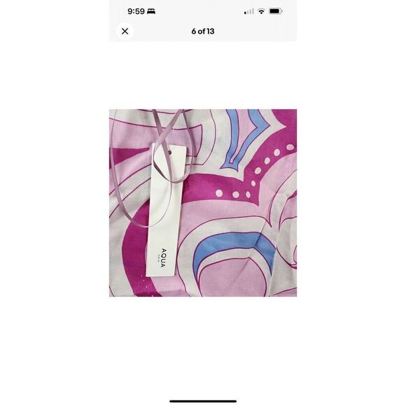 AQUA Swim Printed Cover Up Pareo Women's One Size Pink Swirl Adjustable Tie~ - Picture 7 of 10